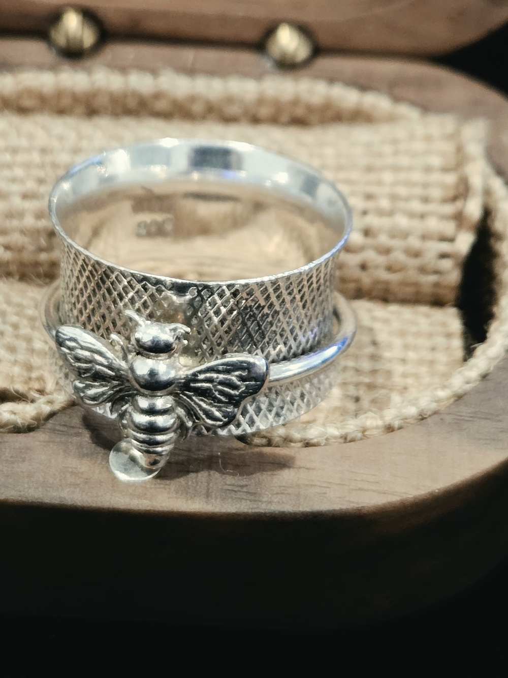 Sterling Silver Bee Accent Wrap Ring - Silver